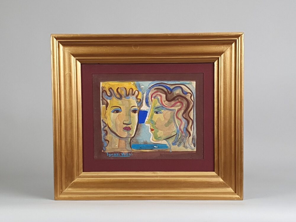 Antique painting - Two Faces by Ignasi Vidal