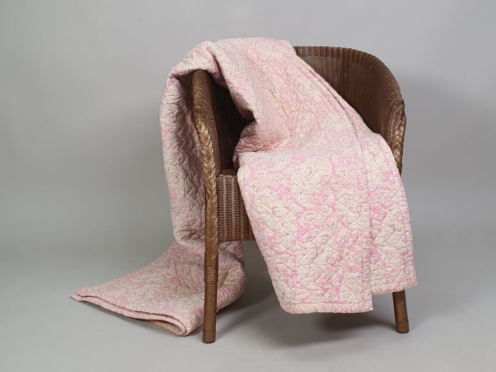 Antique pink Paisley Quilt or Bedspread