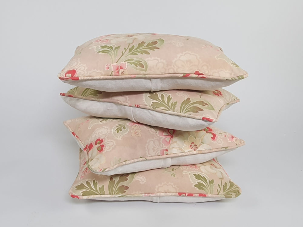 Antique rectangular small pale pink and green French floral Cushion