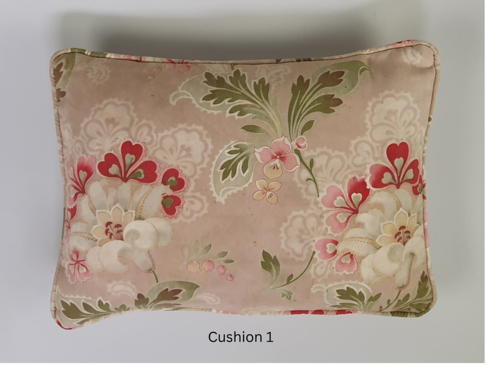 Antique rectangular small pale pink and green French floral Cushion