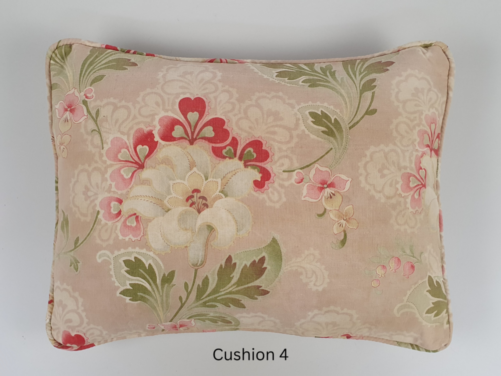 Antique rectangular small pale pink and green French floral Cushion