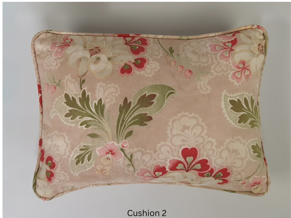 Antique rectangular small pale pink and green French floral Cushion