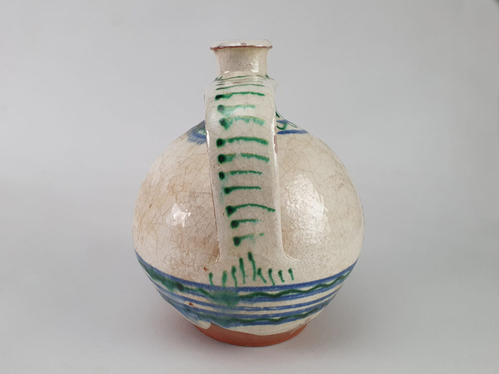 Antique rustic pottery Jug hand with a hand painted Dove