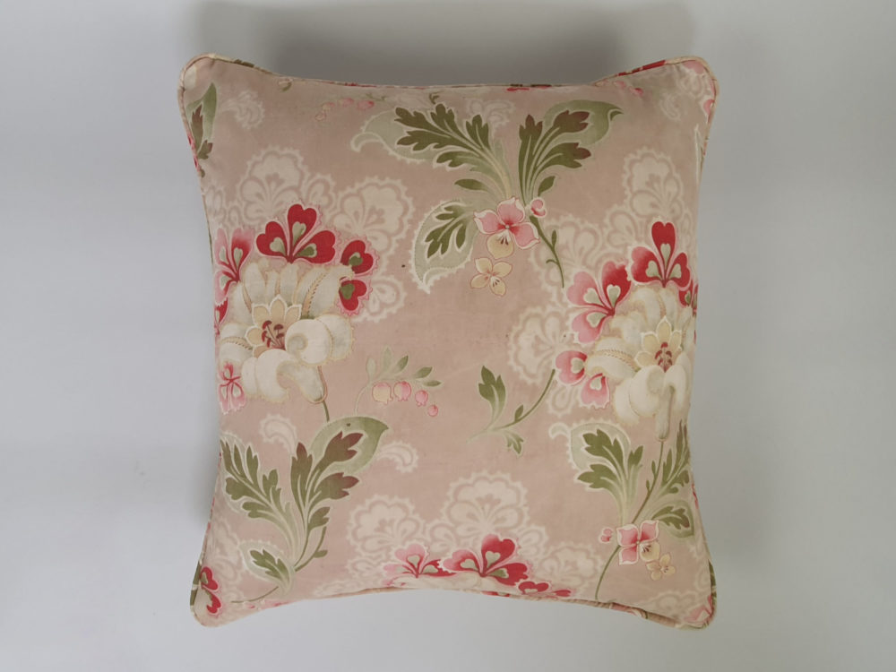 Antique square pale pink and green French floral Cushion