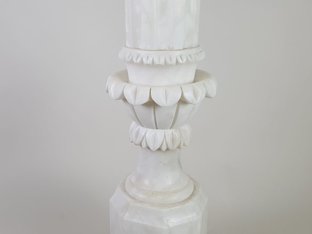Antique tall white alabaster Torchère Floor Lamp