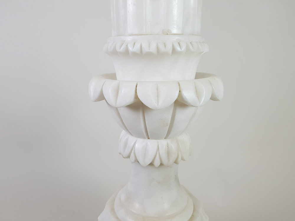 Antique tall white alabaster Torchère Floor Lamp