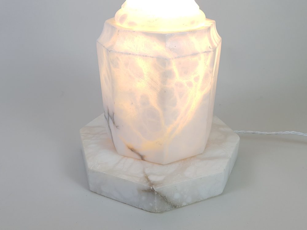 Antique tall white alabaster Torchère Floor Lamp
