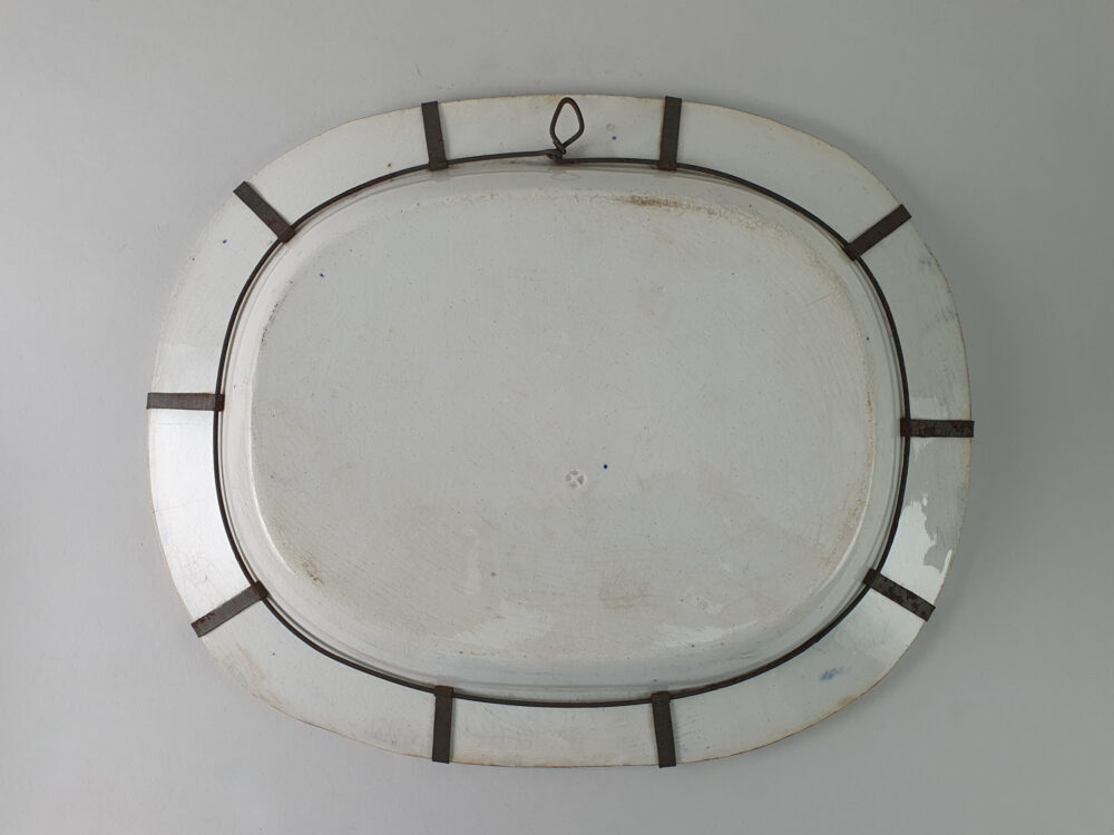Antique willow pattern Platter or Meat Plate wired for mounting