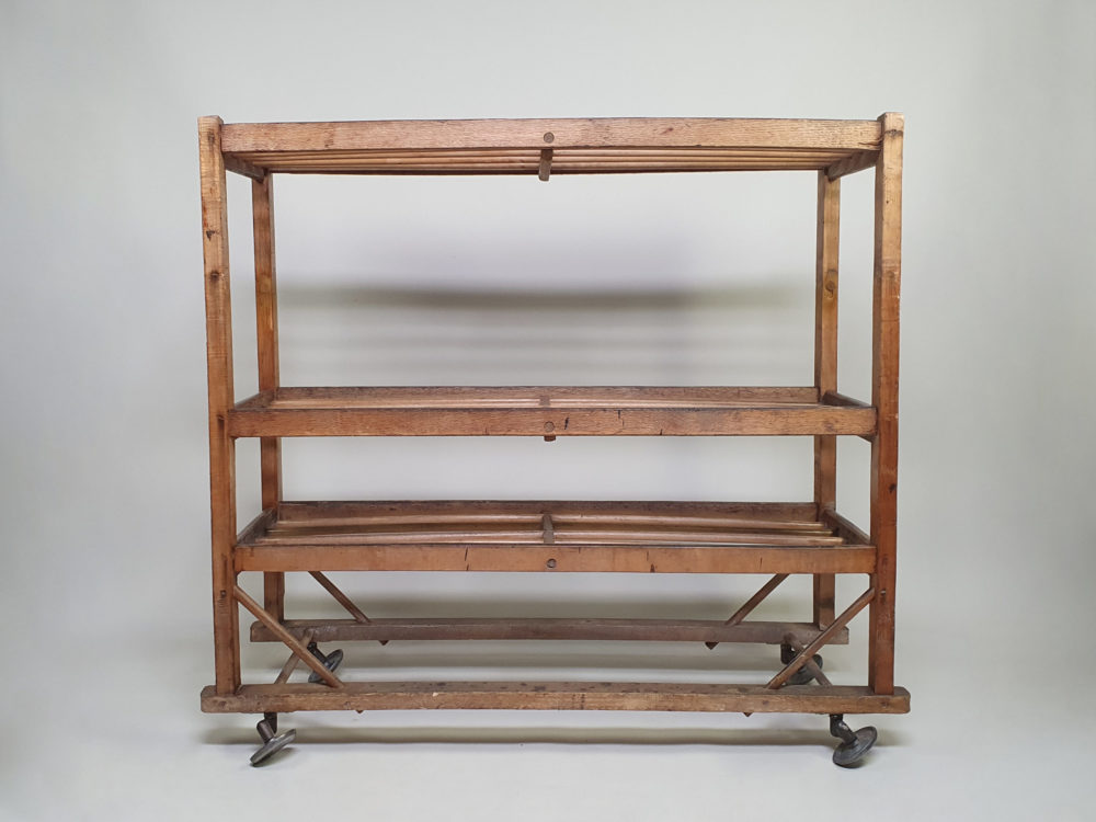 Antique wooden cobblers Shoe Rack on wheels