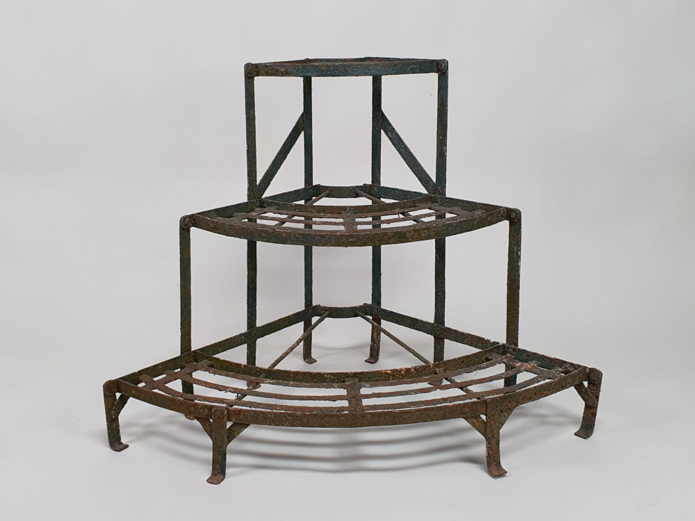 Antique wrought iron semi-circular tiered Plant Stand