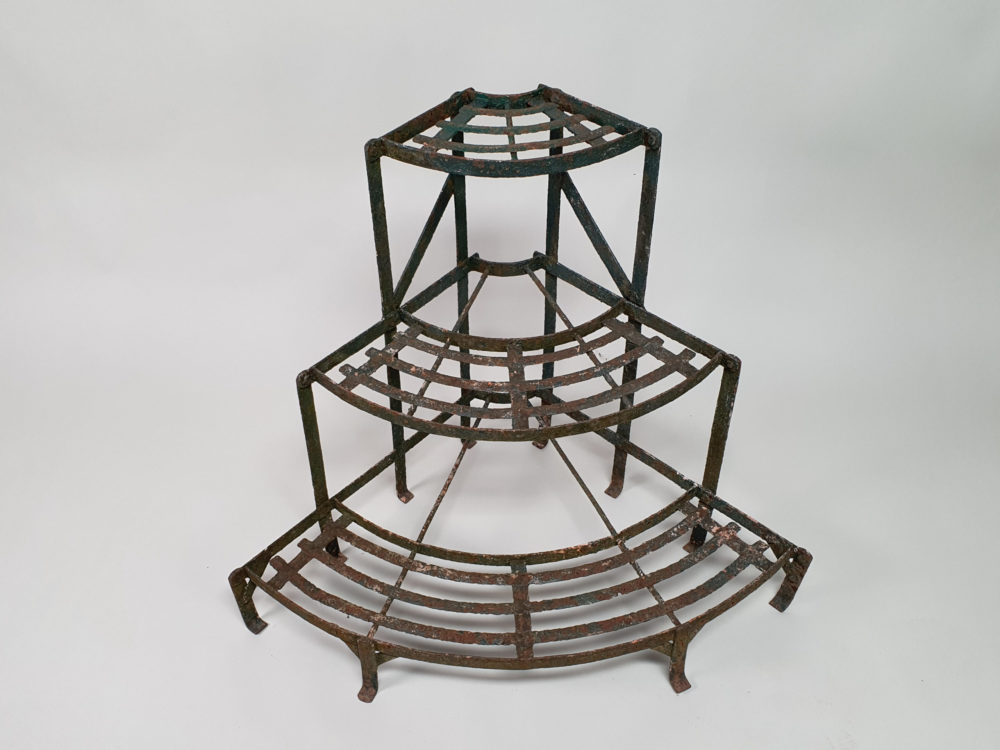Antique wrought iron semi-circular tiered Plant Stand