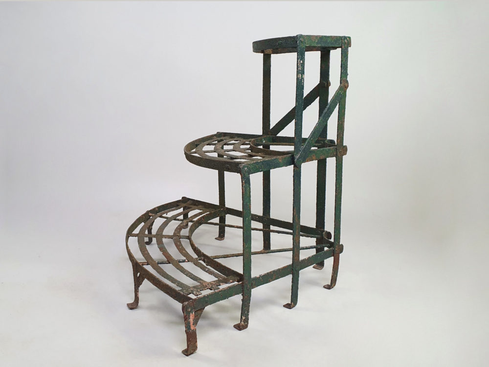 Antique wrought iron semi-circular tiered Plant Stand