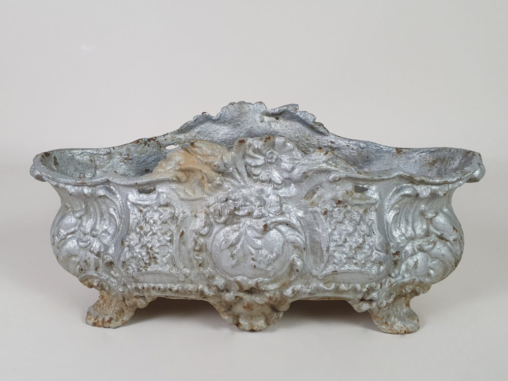 Decorative Art Nouveau Cast Iron  Silver Jardiniere