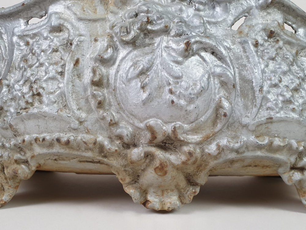 Decorative Art Nouveau Cast Iron  Silver Jardiniere