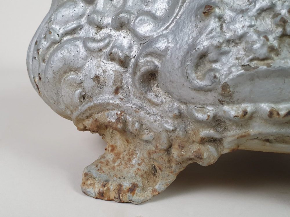 Decorative Art Nouveau Cast Iron  Silver Jardiniere