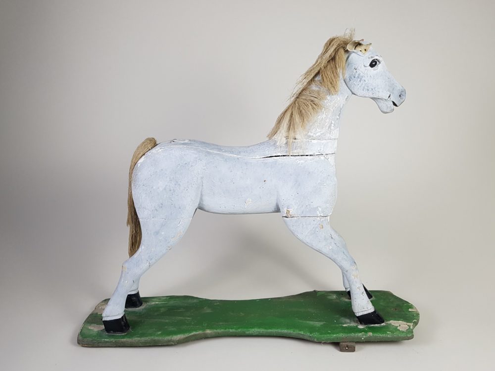 Characterful antique wooden pull-along Horse in original paint
