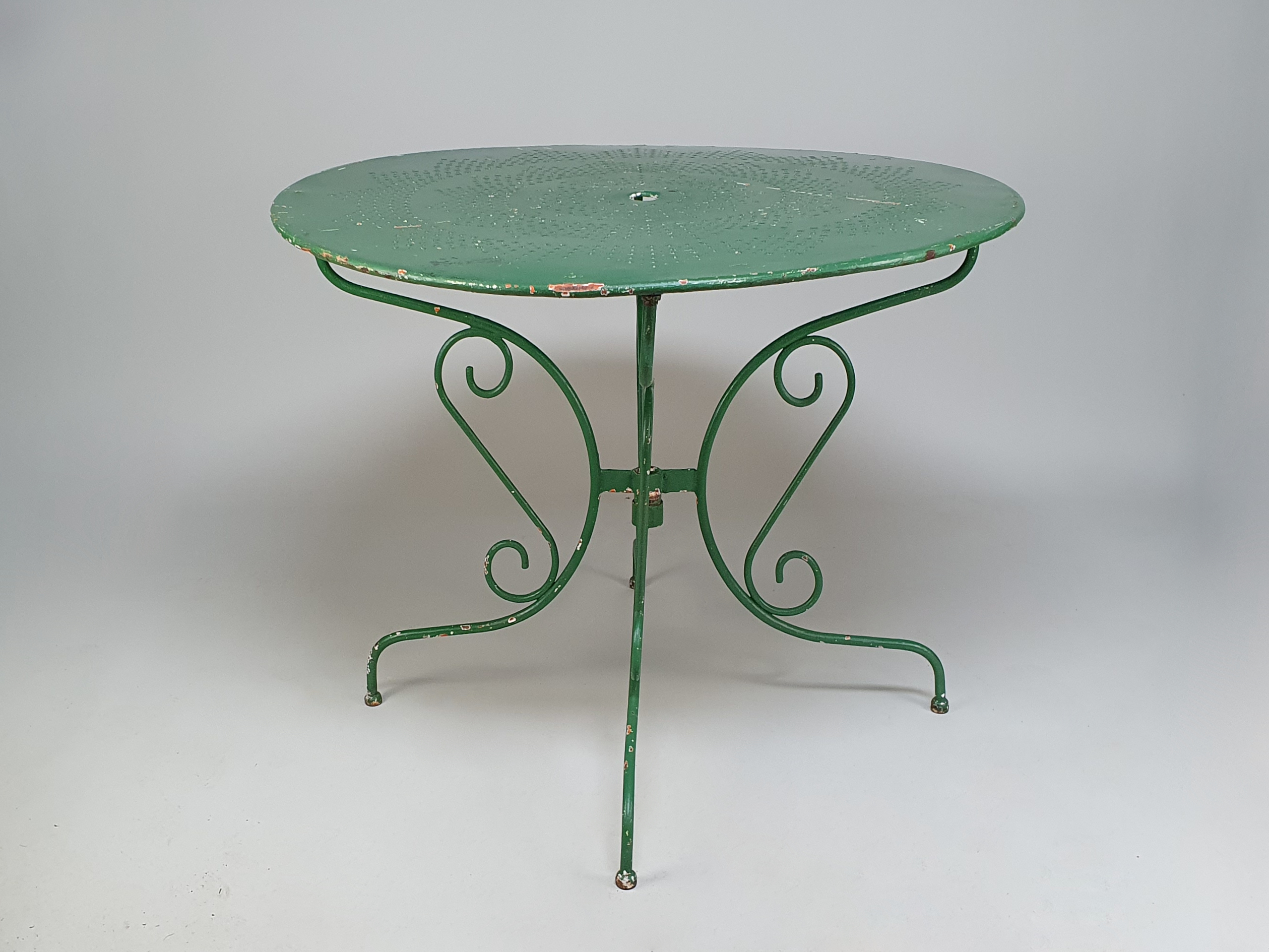 Circular green mid century cast iron Garden Table