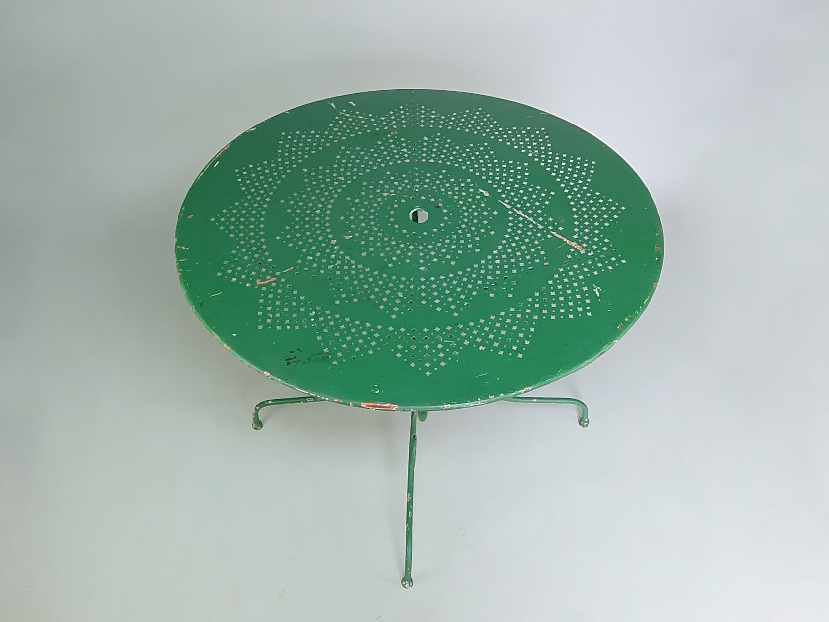 Circular green mid century cast iron Garden Table