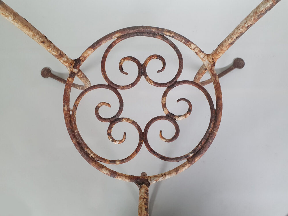 Circular metal antique Table with glass top
