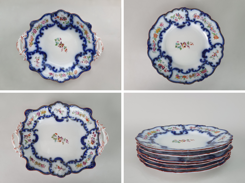 Collection of antique John Ridgway & Co Dishes and Plates