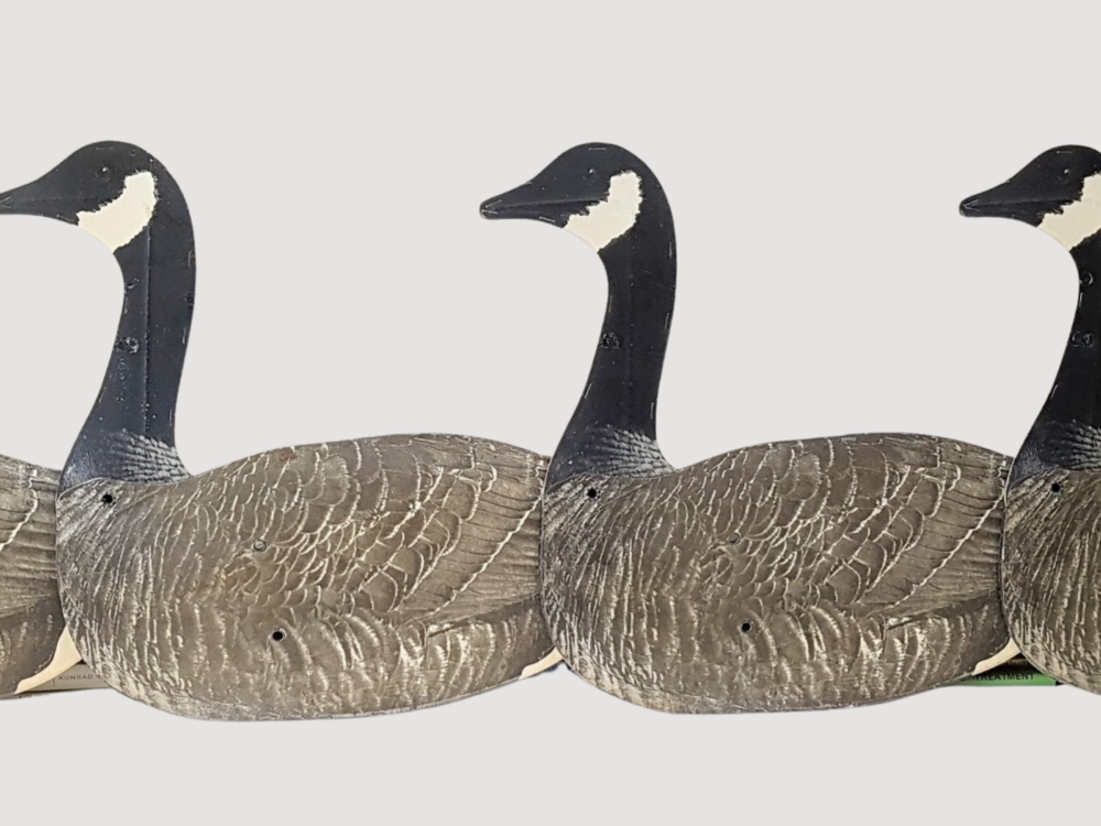 Collection of mid century antique cardboard Black Canada Decoy Geese