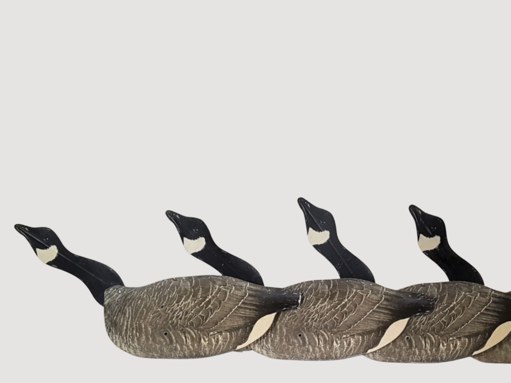 Collection of mid century antique cardboard Black Canada Decoy Geese