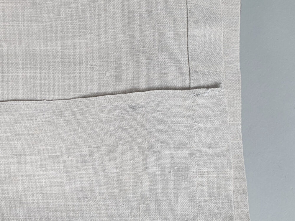 Cream antique linen French Sheet with monogram R M