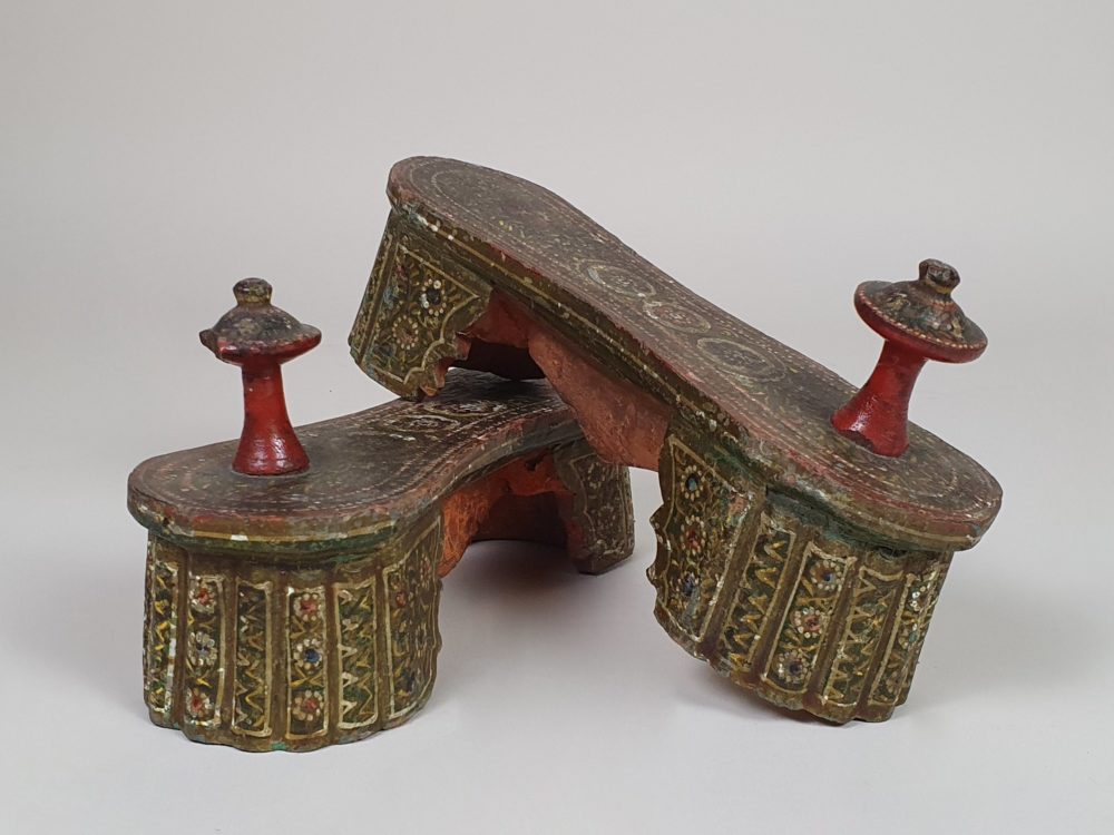Decorative 19th century antique Paduka Stilt Shoes