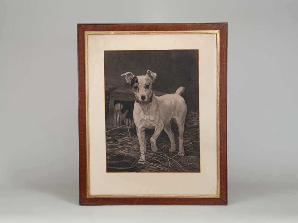 Decorative antique Terrier Dog charcoal Drawing