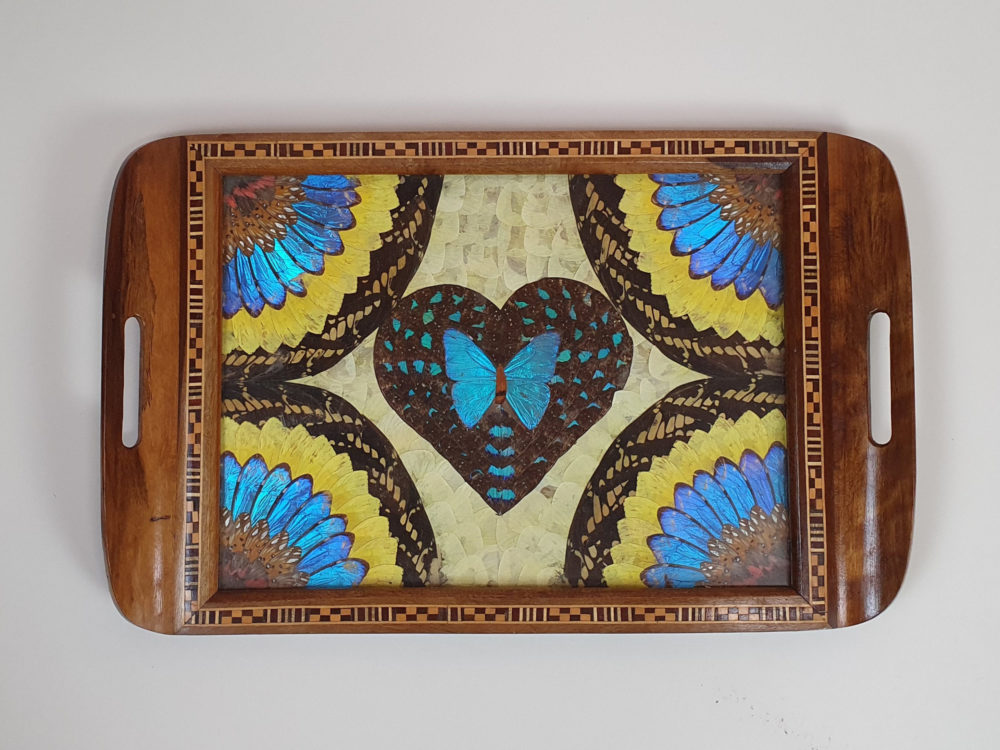 Decorative mid century antique Brazilian Butterfly Tray