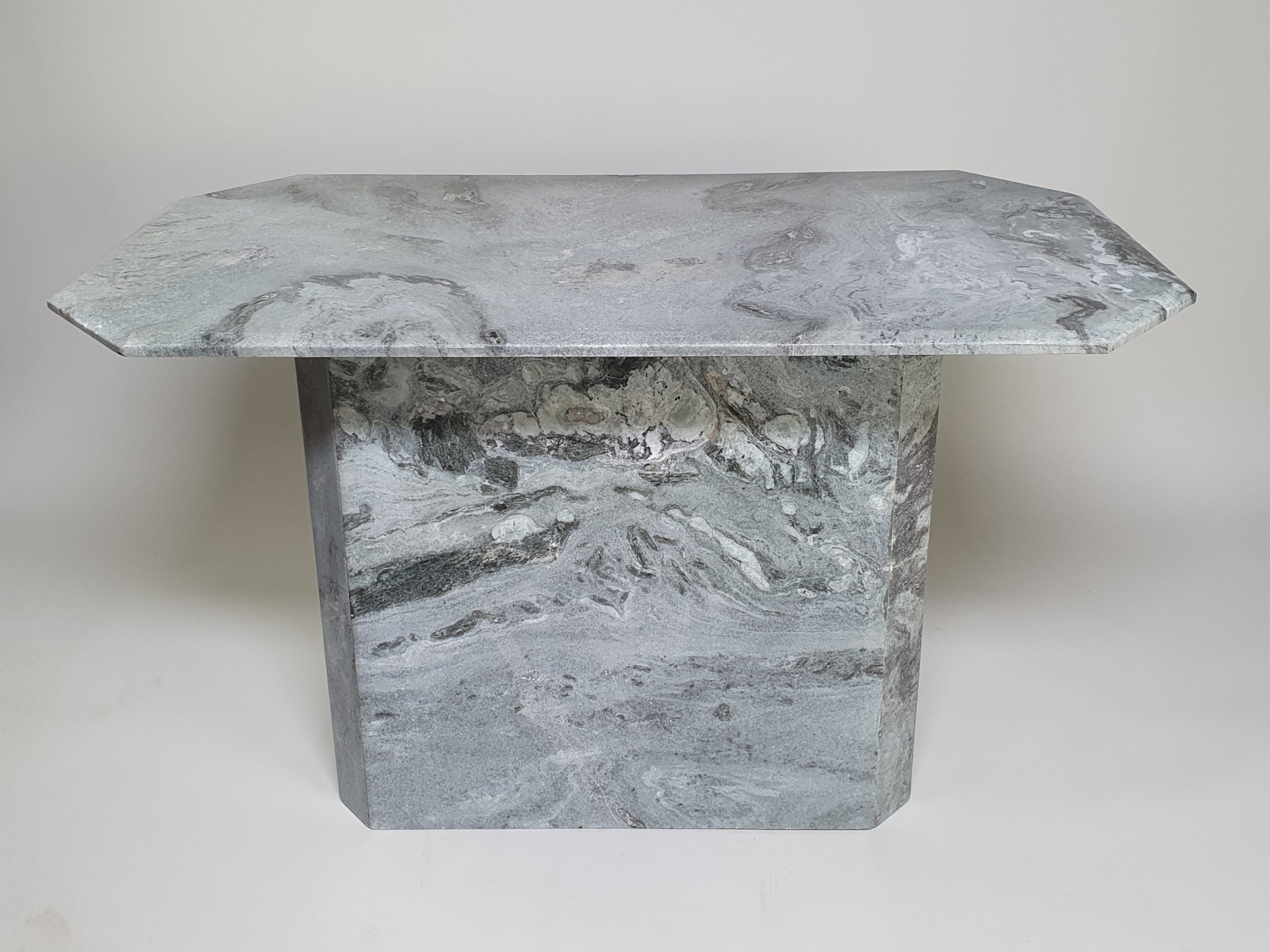 Distinctive mid century antique pale grey marble kitchen Island or Side Table