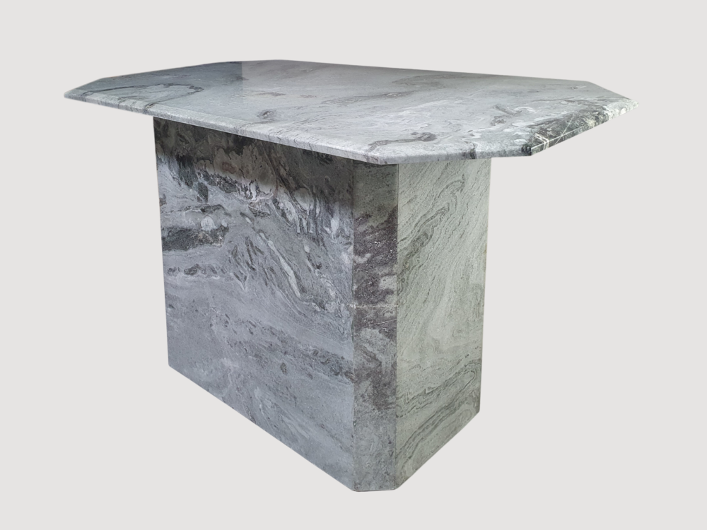Distinctive mid century antique pale grey marble kitchen Island or Side Table