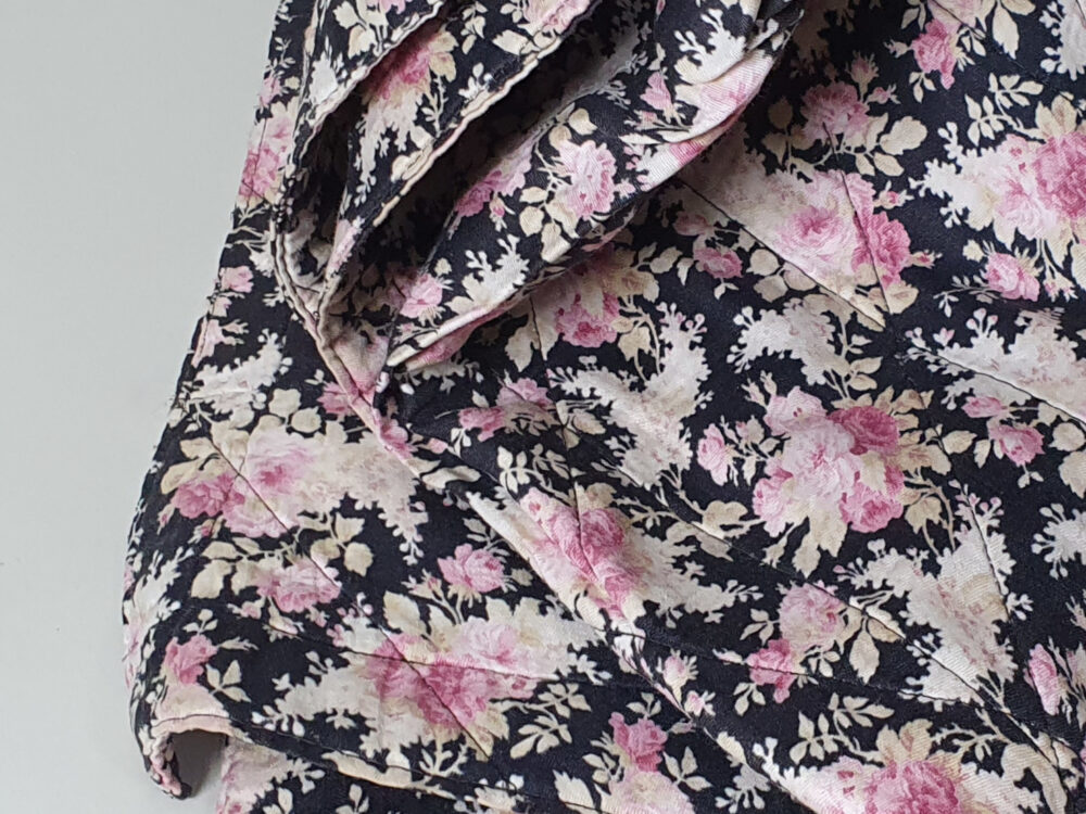 Double sided antique Quilt in pink & black floral fabric