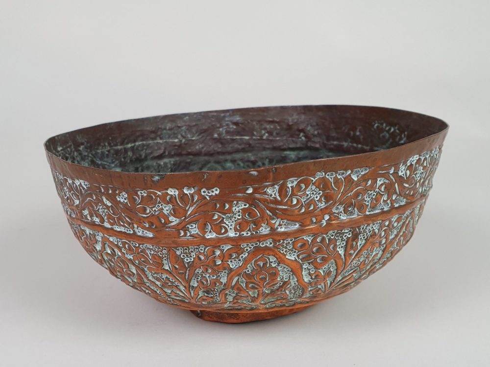 Embossed Victorian copper Bowl