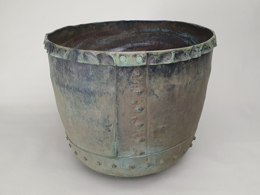 English 19th century riveted copper antique garden Planter