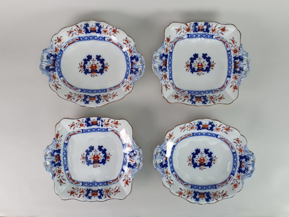Four antique Minton Lyre pattern Serving Dishes