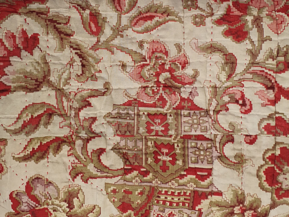 French 19th century Indienne antique textile Quilt