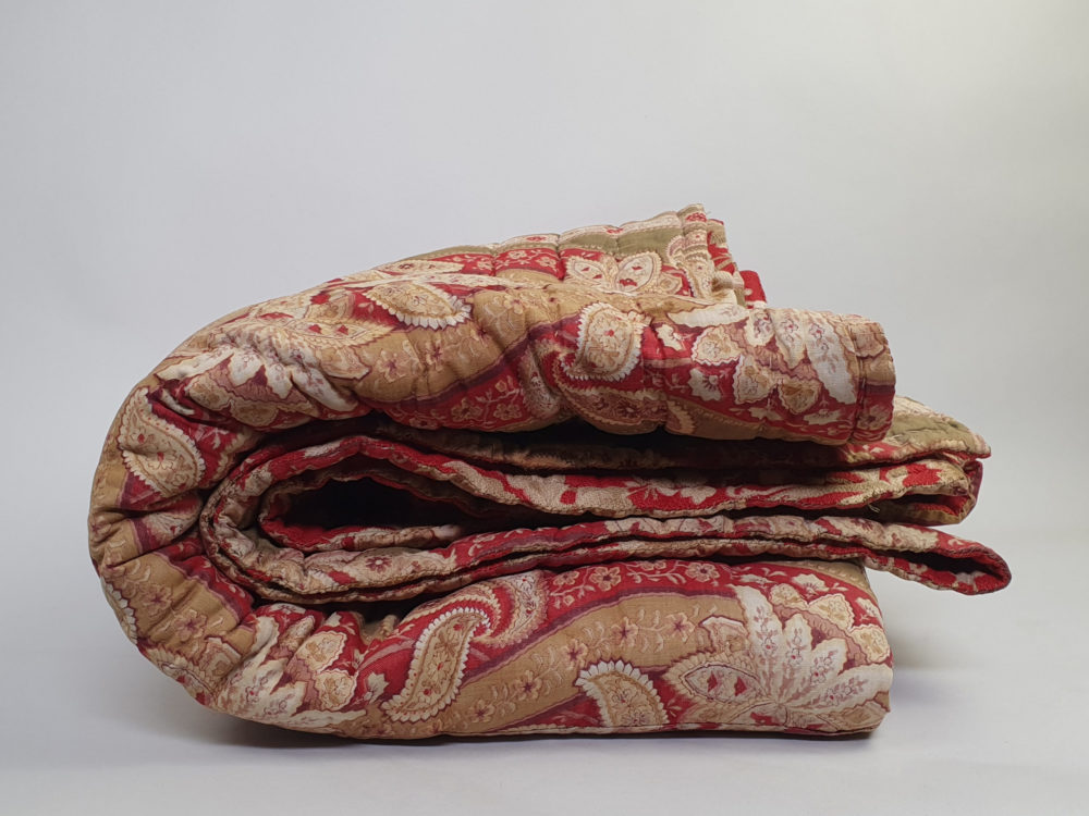 French 19th century double sided antique textile quilt