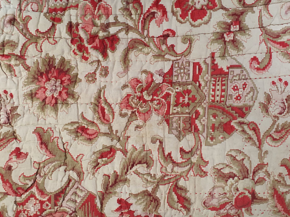 French 19th century Indienne antique textile Quilt