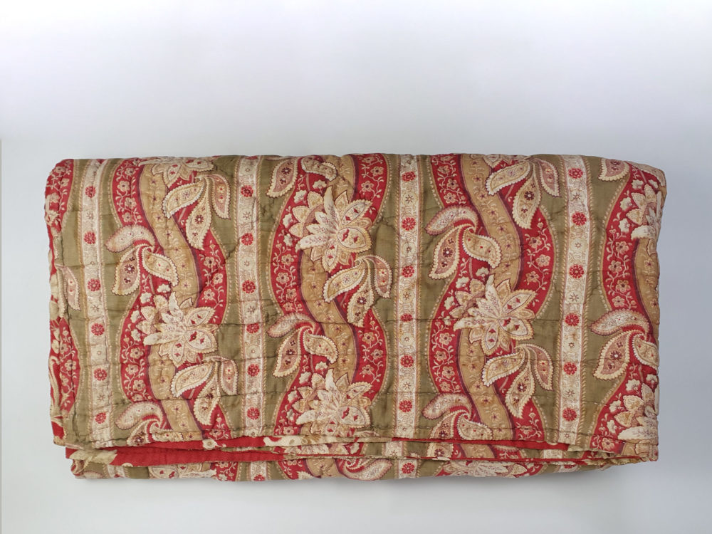 French 19th century double sided antique textile quilt