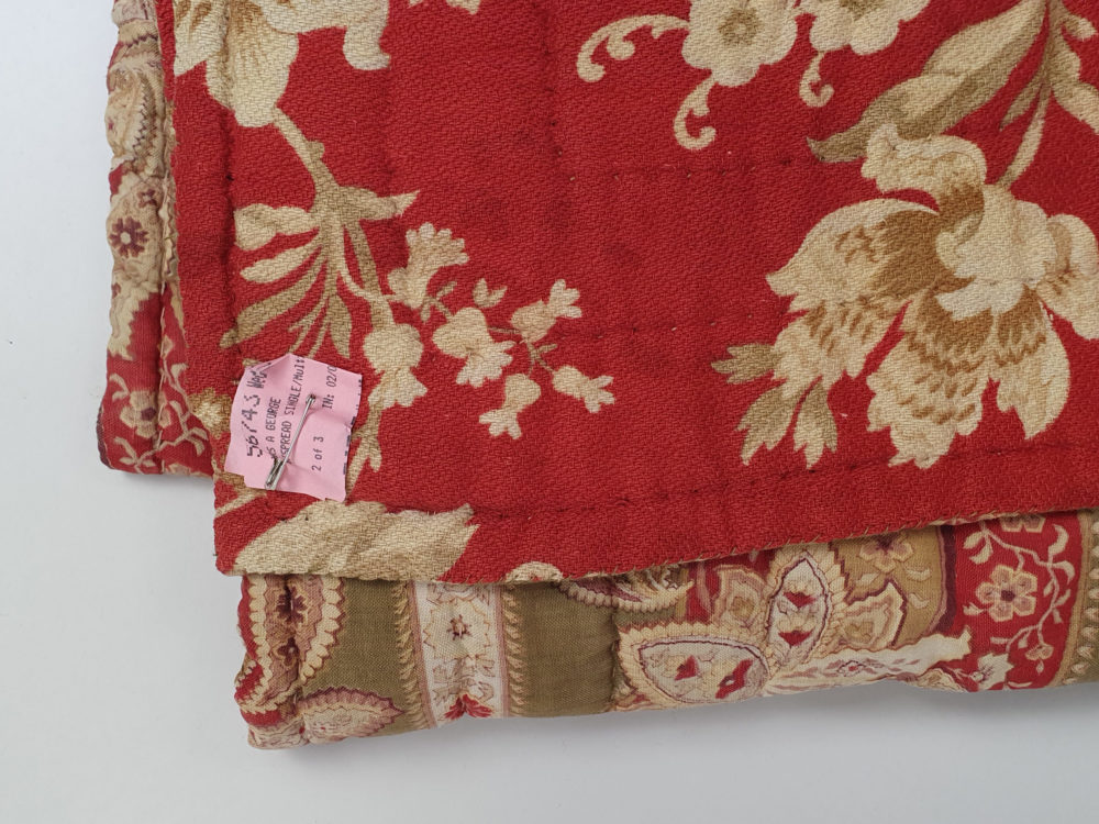 French 19th century double sided antique textile quilt