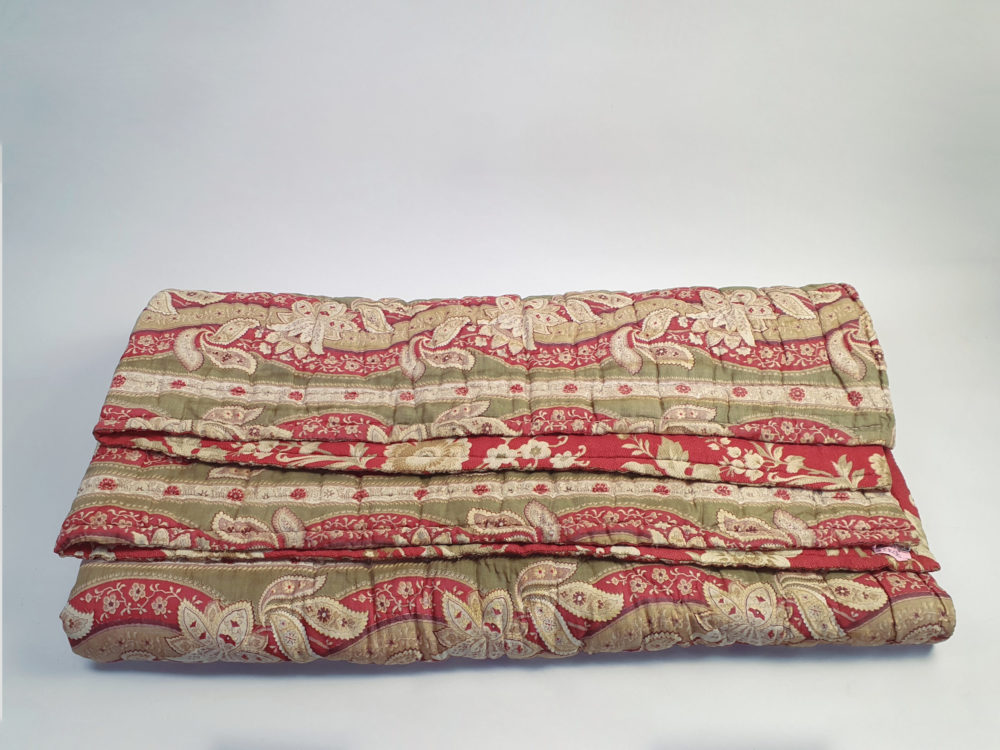 French 19th century double sided antique textile quilt