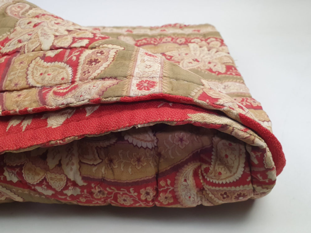 French 19th century double sided antique textile quilt