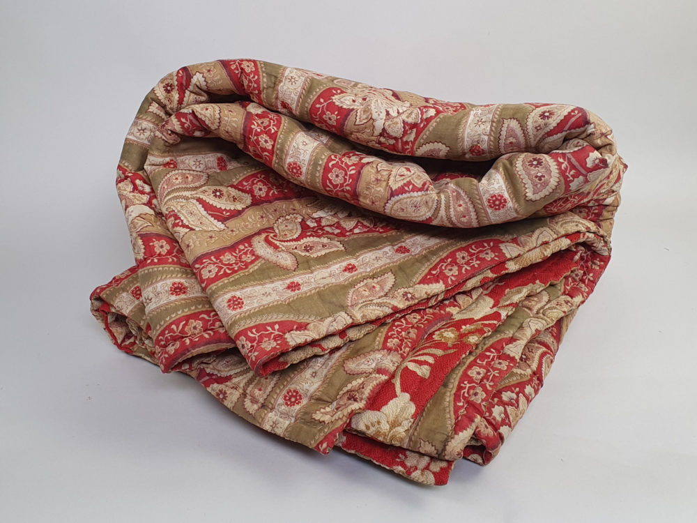 French 19th century double sided antique textile quilt