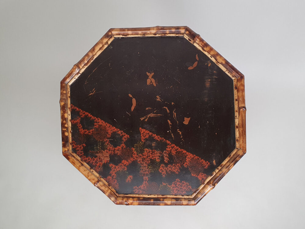 French antique bamboo and lacquer Side Table or Tea Table