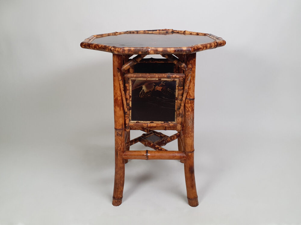 French antique bamboo and lacquer Side Table or Tea Table