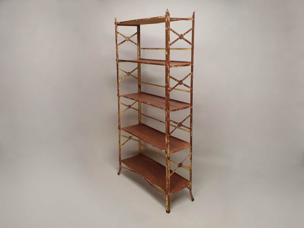 French antique wrought iron Étagère or Shelf Unit in original paint