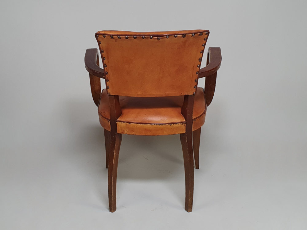 French leather mid century antique Moustache Chairs