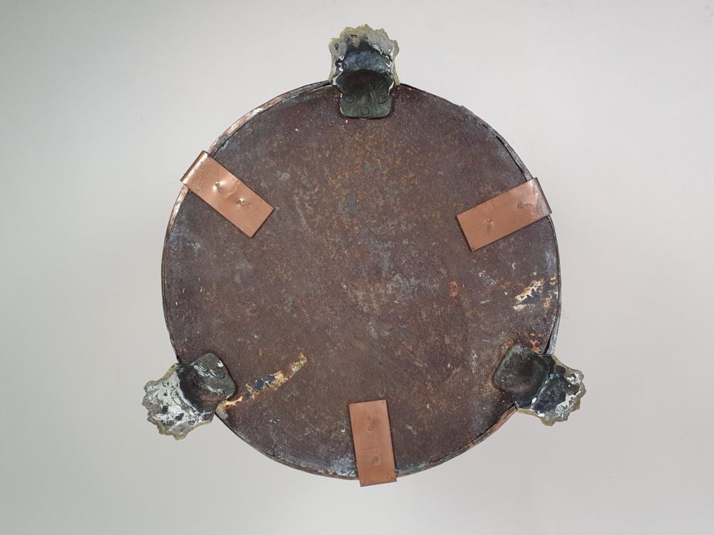 Georgian lattice work copper Bucket with brass lion paws