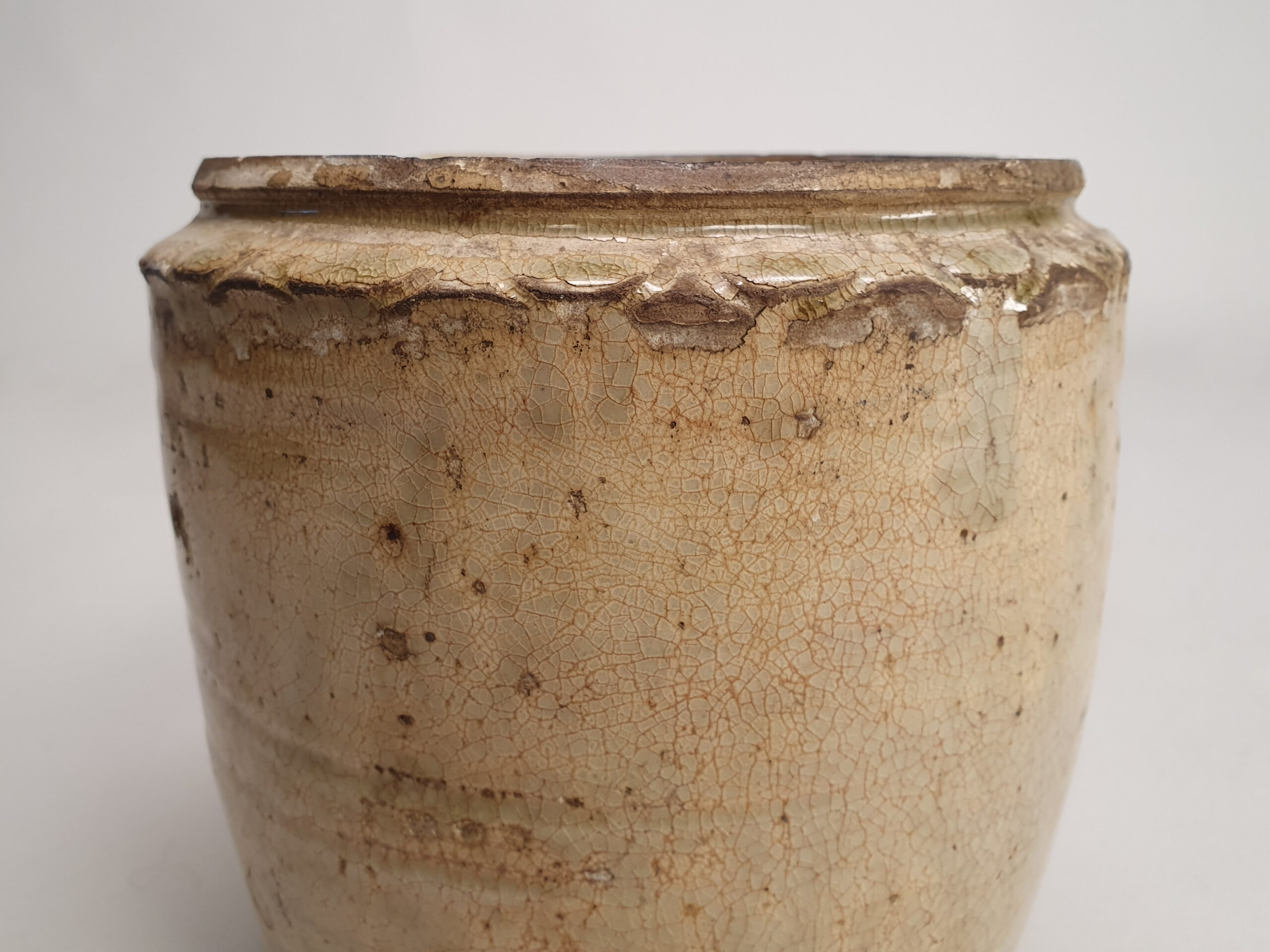 Glazed earthenware antique ceramic Vietnamese Jar from 11th century